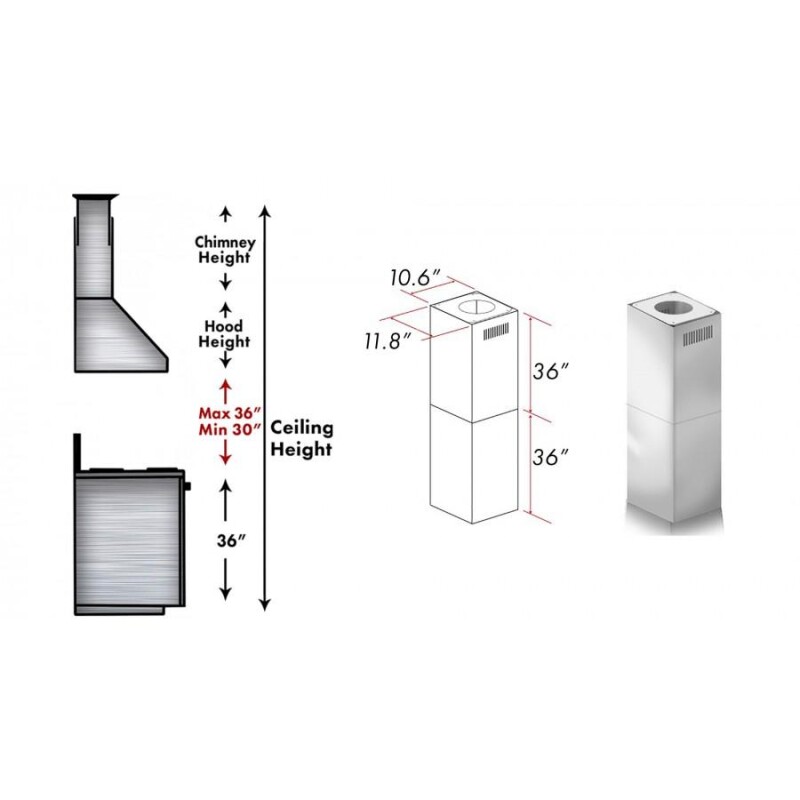 2-36" Chimney Extensions for 10 ft. to 12 ft. Ceilings 2PCEXT587597