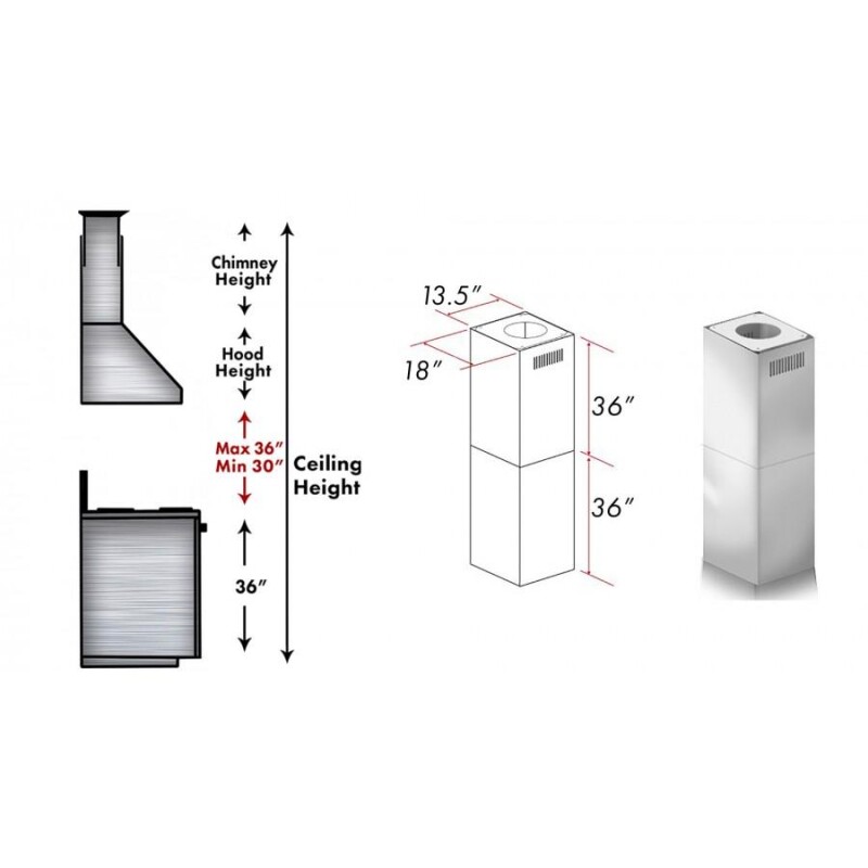 2-36" Chimney Extensions for 10 ft. to 12 ft. Ceilings 2PCEXT687304