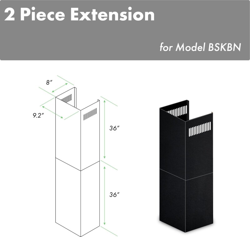 2-36" Chimney Extensions for 10 ft. to 12 ft. Ceilings 2PCEXTBSKBN