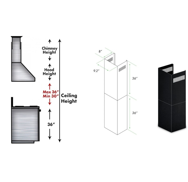2-36" Chimney Extensions for 10 ft. to 12 ft. Ceilings 2PCEXTBSKBN