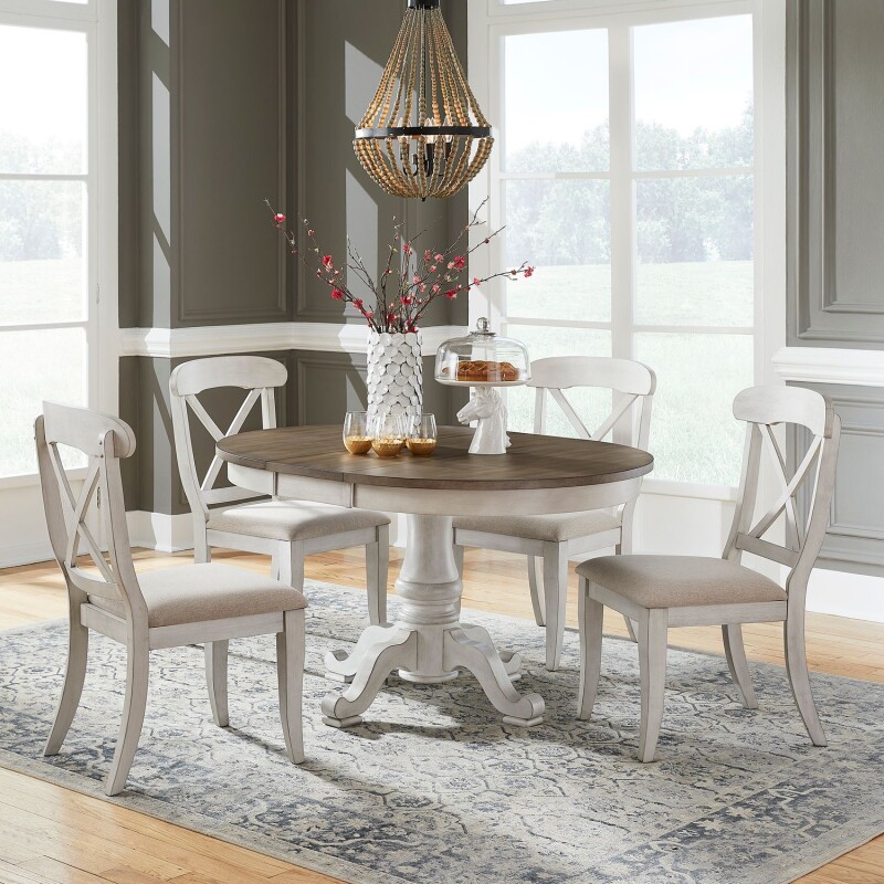 Ocean Isle 5 Piece Pedestal Table Set 303WCD5PDS