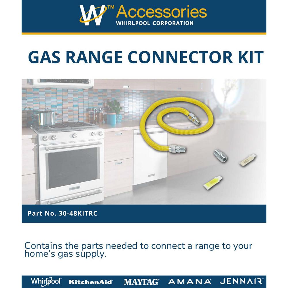4' Gas Range Connector Kit with two 1/2" & one 3/4" male/female connectors, and sealant 3048KITRC