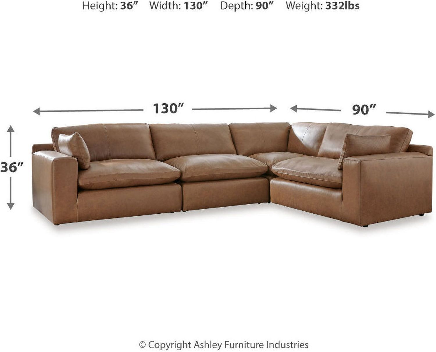 Emilia 4-Piece Sectional In Caramel 30901S3