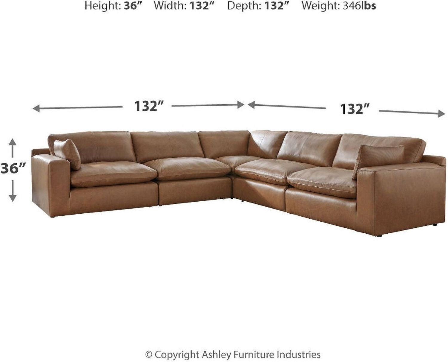 Emilia 5-Piece Sectional In Caramel 30901S4