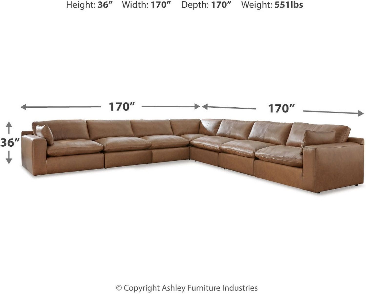 Emilia 7-Piece Sectional In Caramel 30901S6