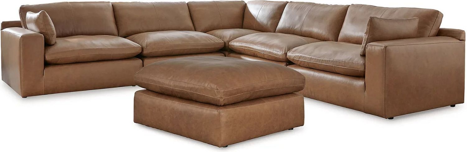 Emilia 5-Piece Sectional and Ottoman In Caramel 30901U1