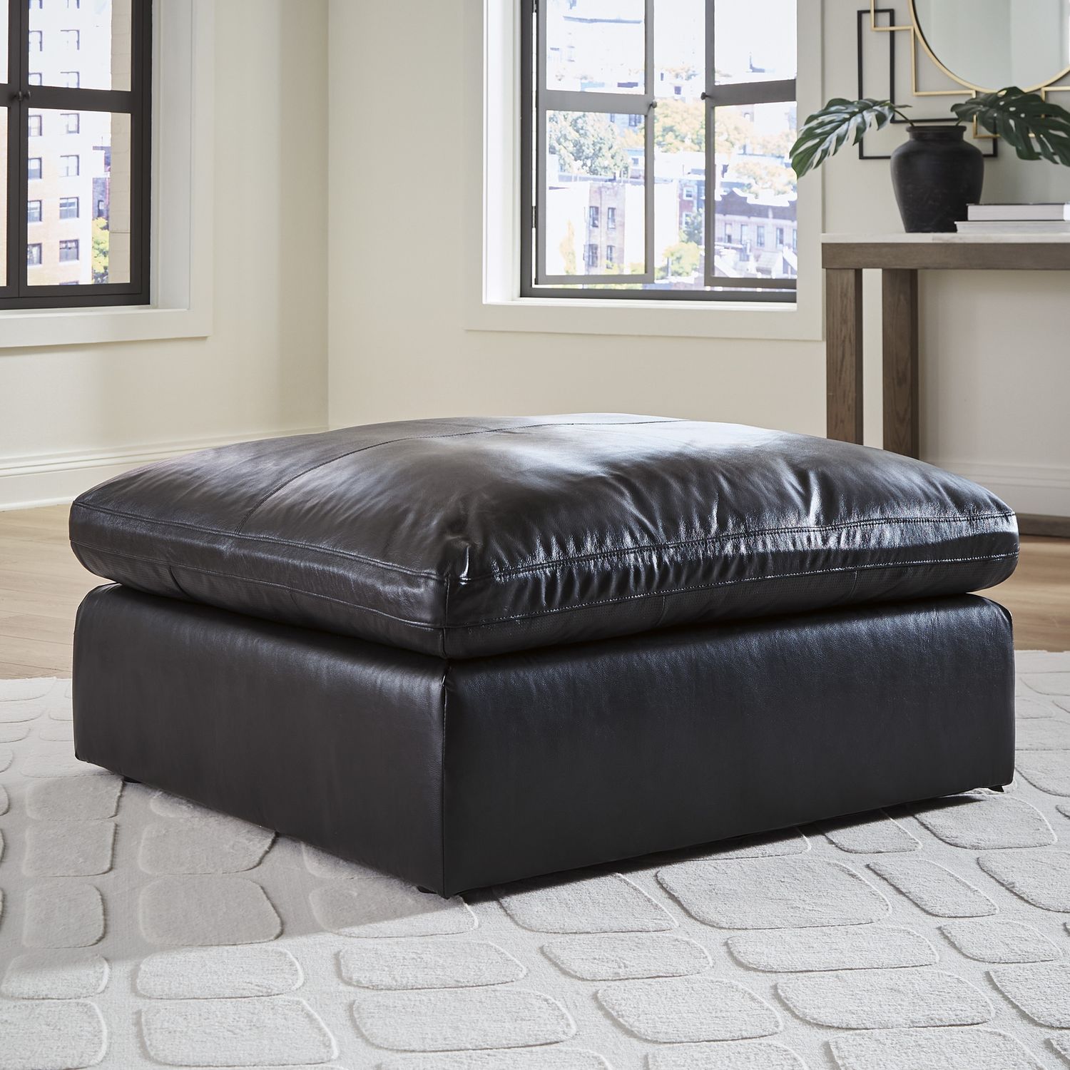 Emilia Oversized Accent Ottoman In Black 3090208