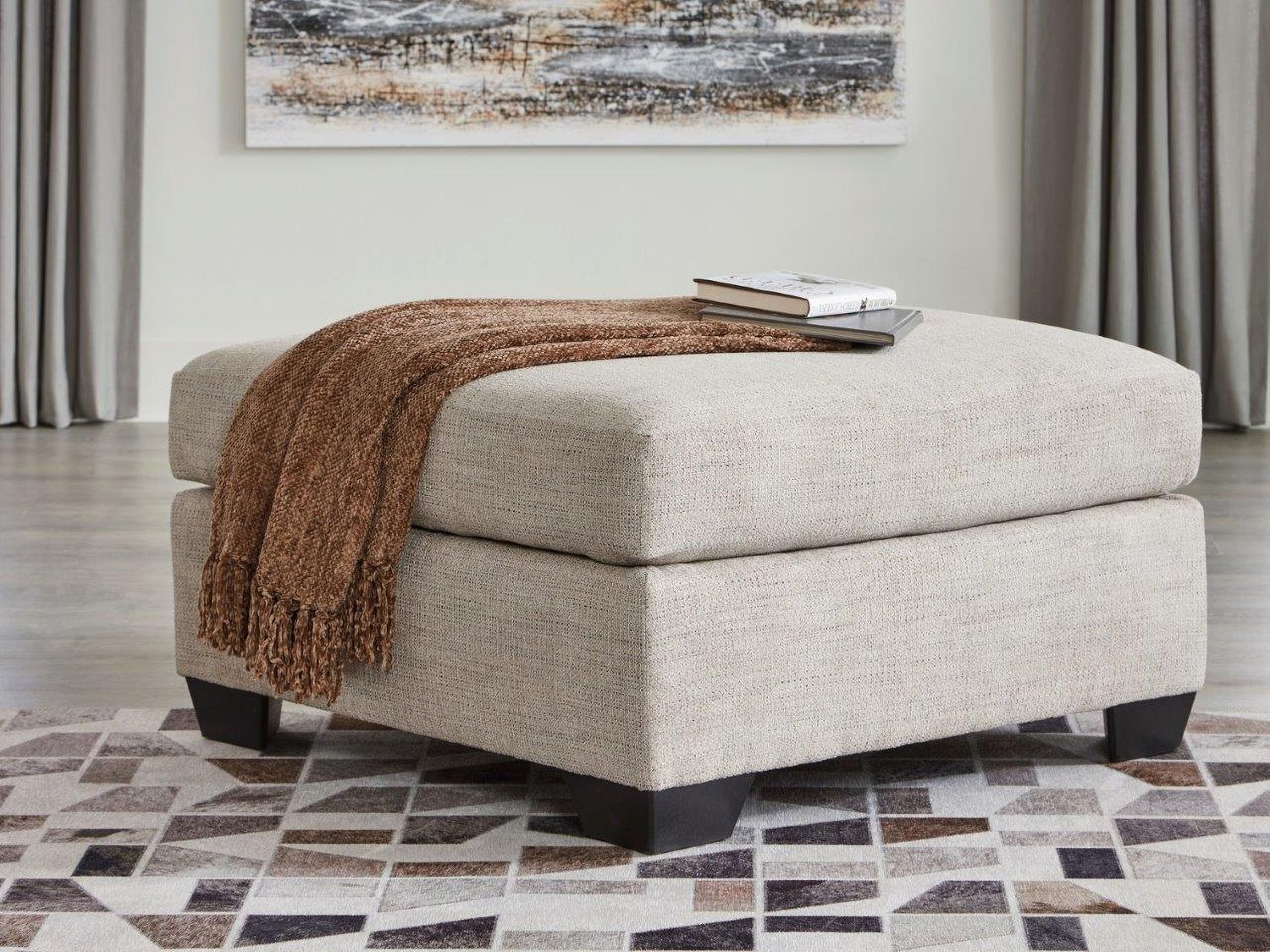 Mahoney Oversized Accent Ottoman In Pebble 3100408