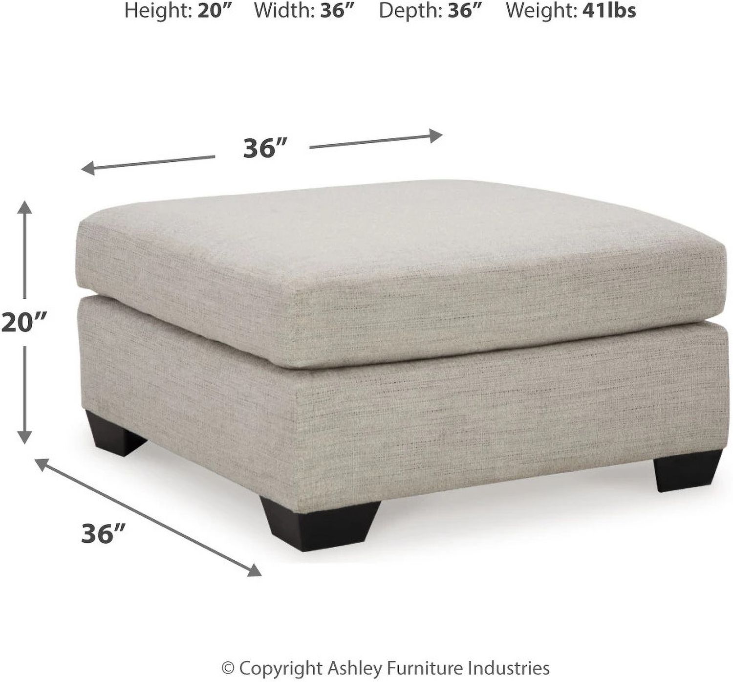 Mahoney Oversized Accent Ottoman In Pebble 3100408