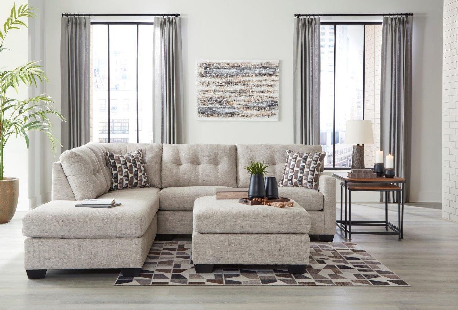 Mahoney Oversized Accent Ottoman In Pebble 3100408