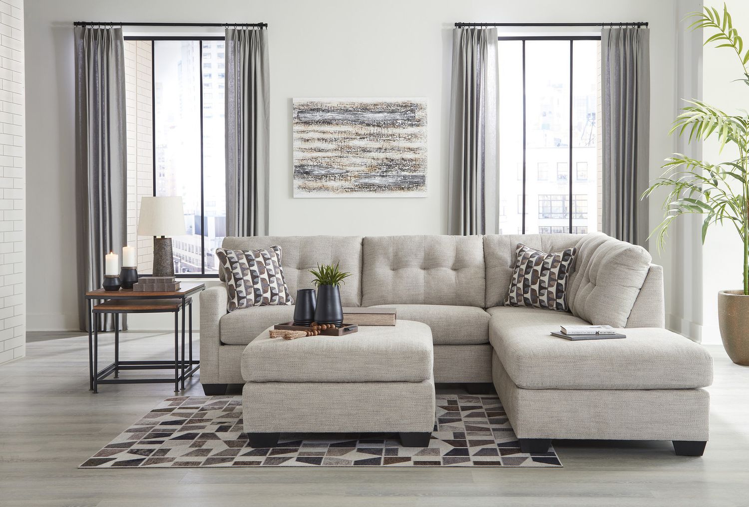 Mahoney Oversized Accent Ottoman In Pebble 3100408