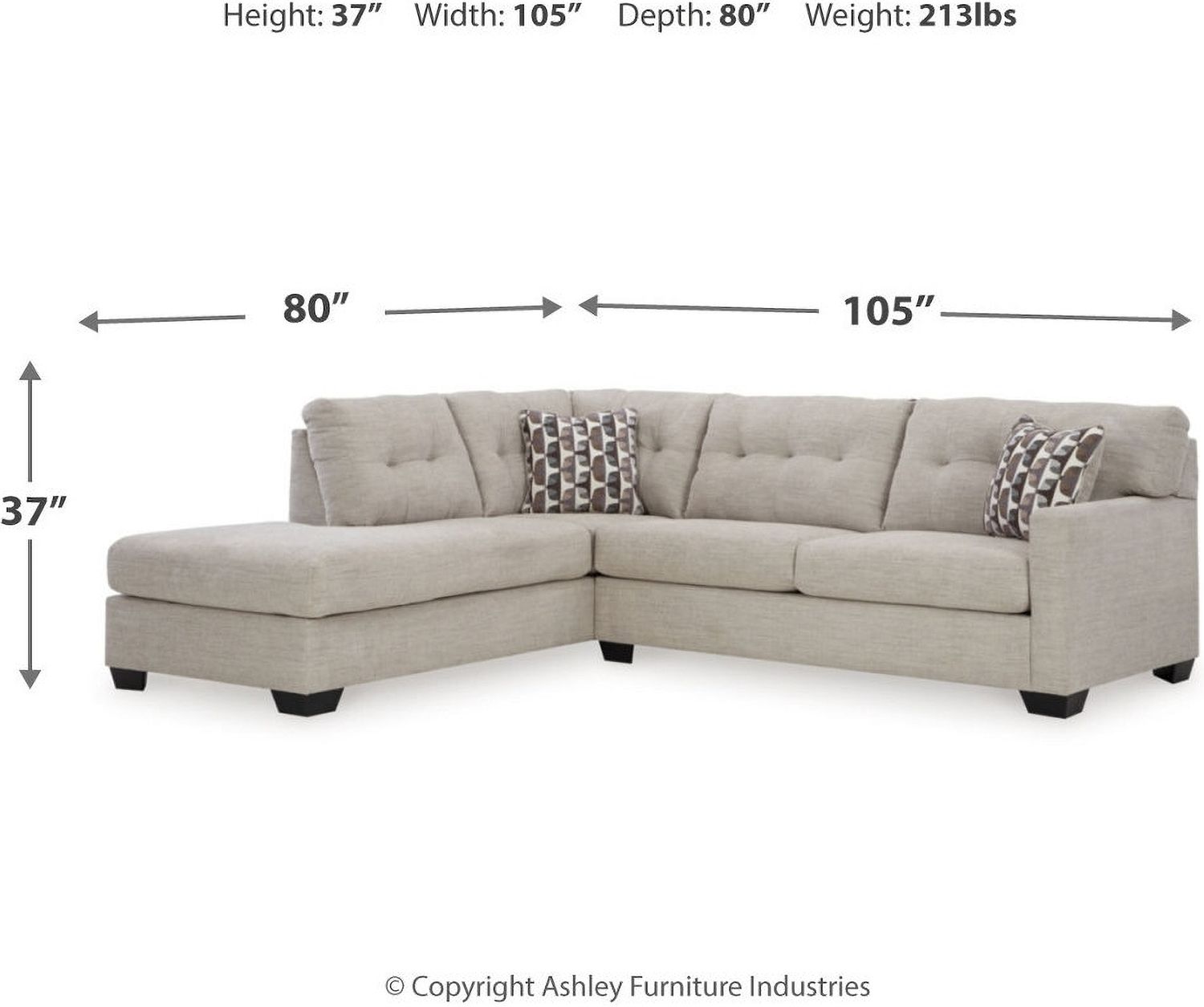 Mahoney 2-Piece LAF Sectional with Chaise In Pebble 31004S1
