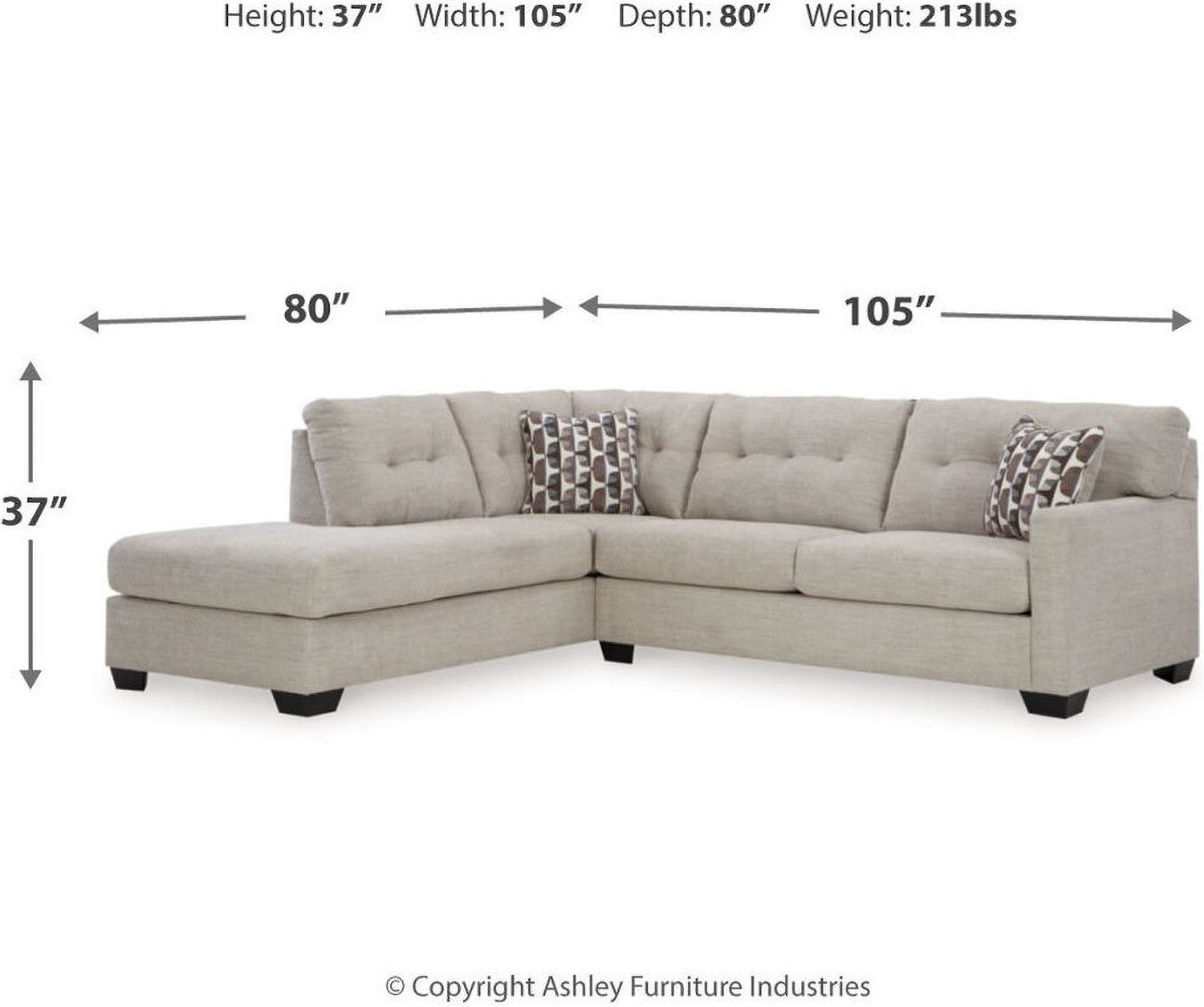 Mahoney 2-Piece LAF Sectional with Chaise In Pebble 31004S1