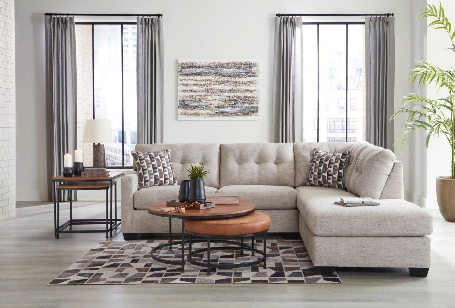 Mahoney 2-Piece RAF Sectional with Chaise In Pebble 31004S2