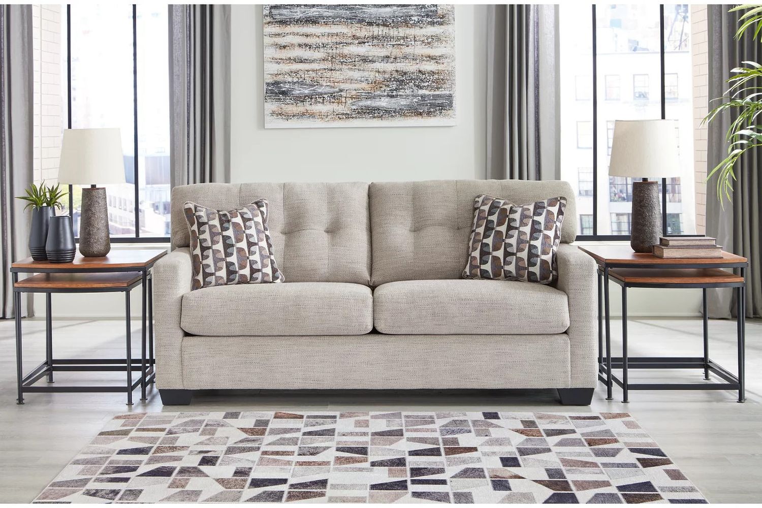 Mahoney Living Room Set In Pebble 31004U1
