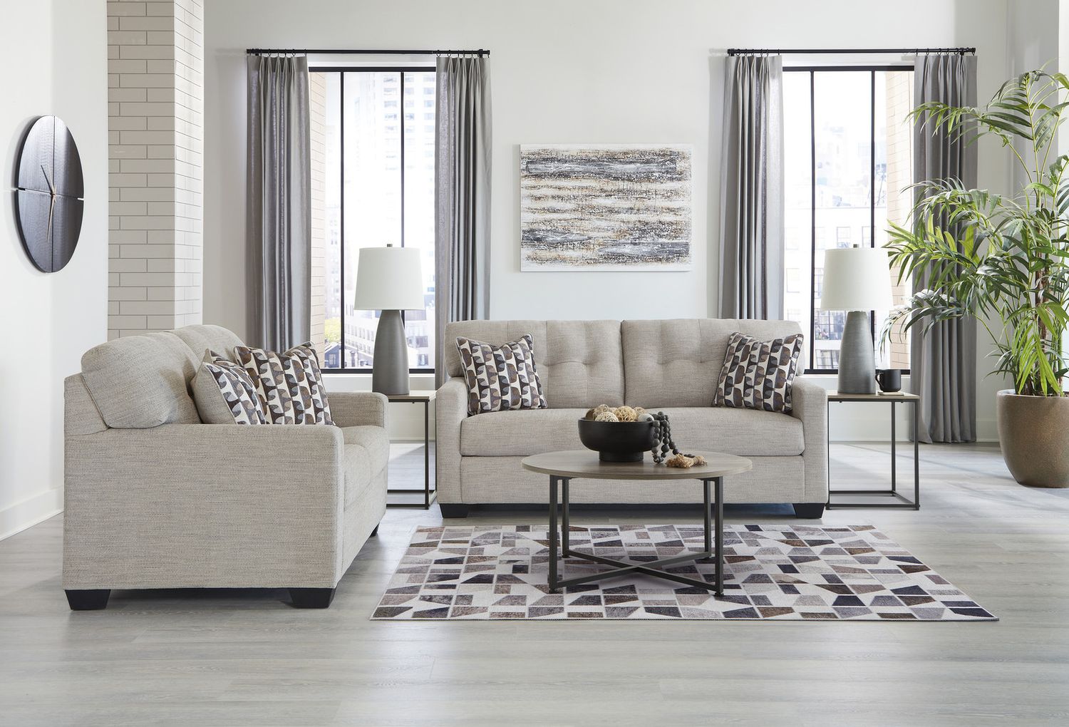 Mahoney Living Room Set In Pebble 31004U1