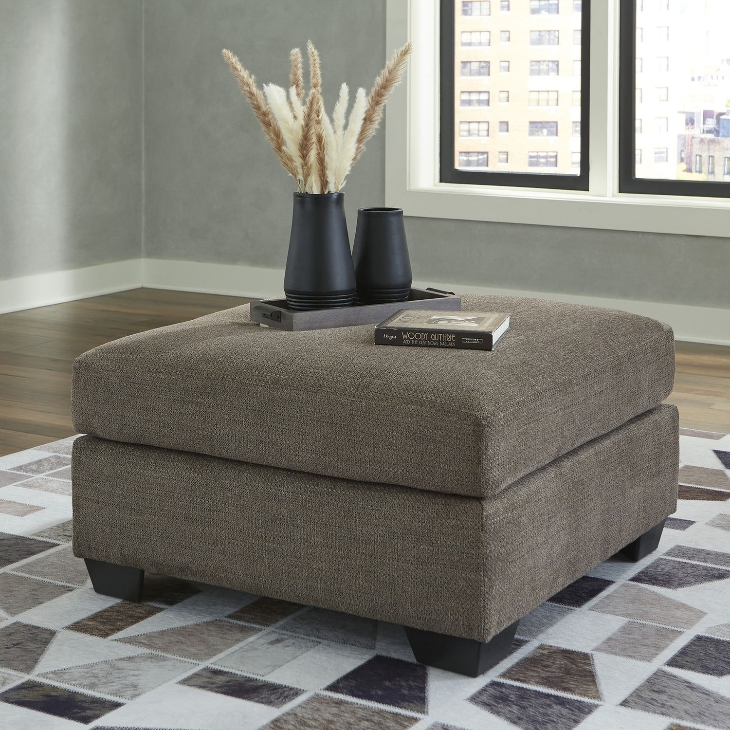 Mahoney Oversized Accent Ottoman In Chocolate 3100508