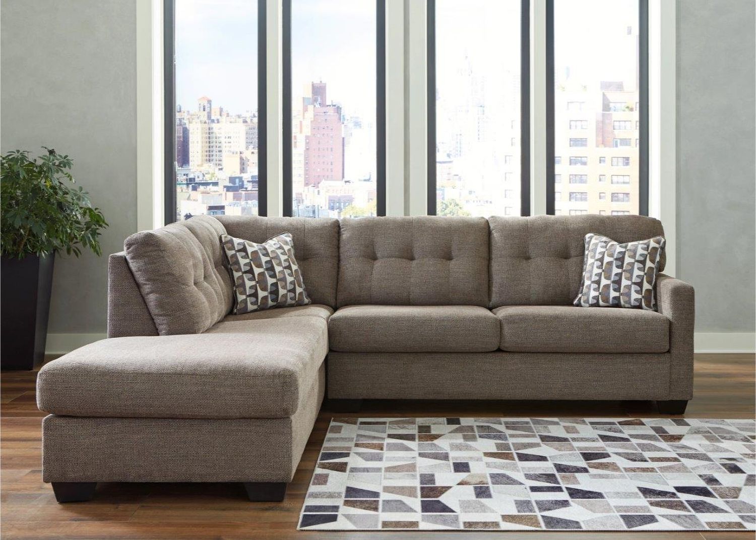 Mahoney 2-Piece LAF Sectional with Chaise In Chocolate 31005S1