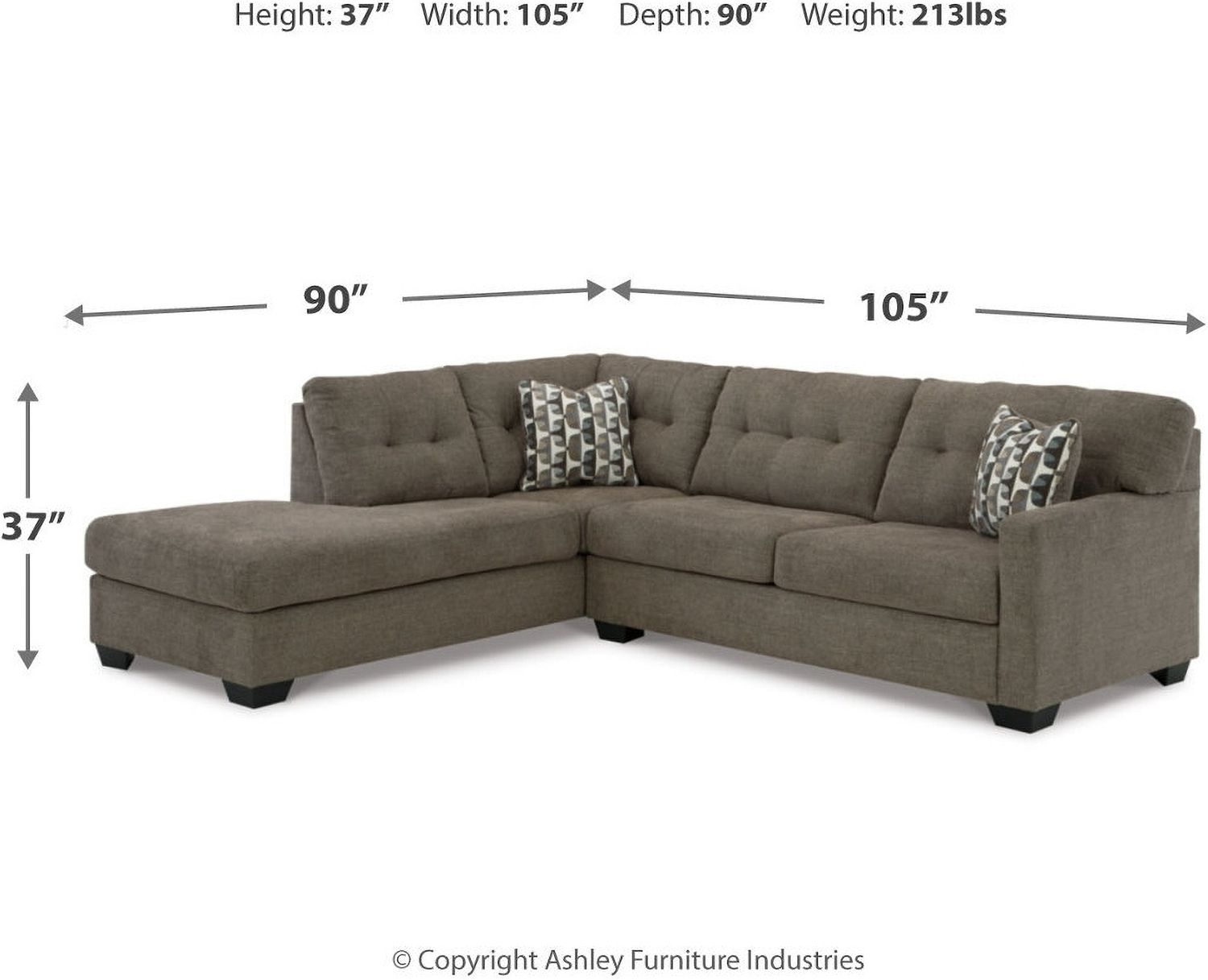 Mahoney 2-Piece LAF Sectional with Chaise In Chocolate 31005S1