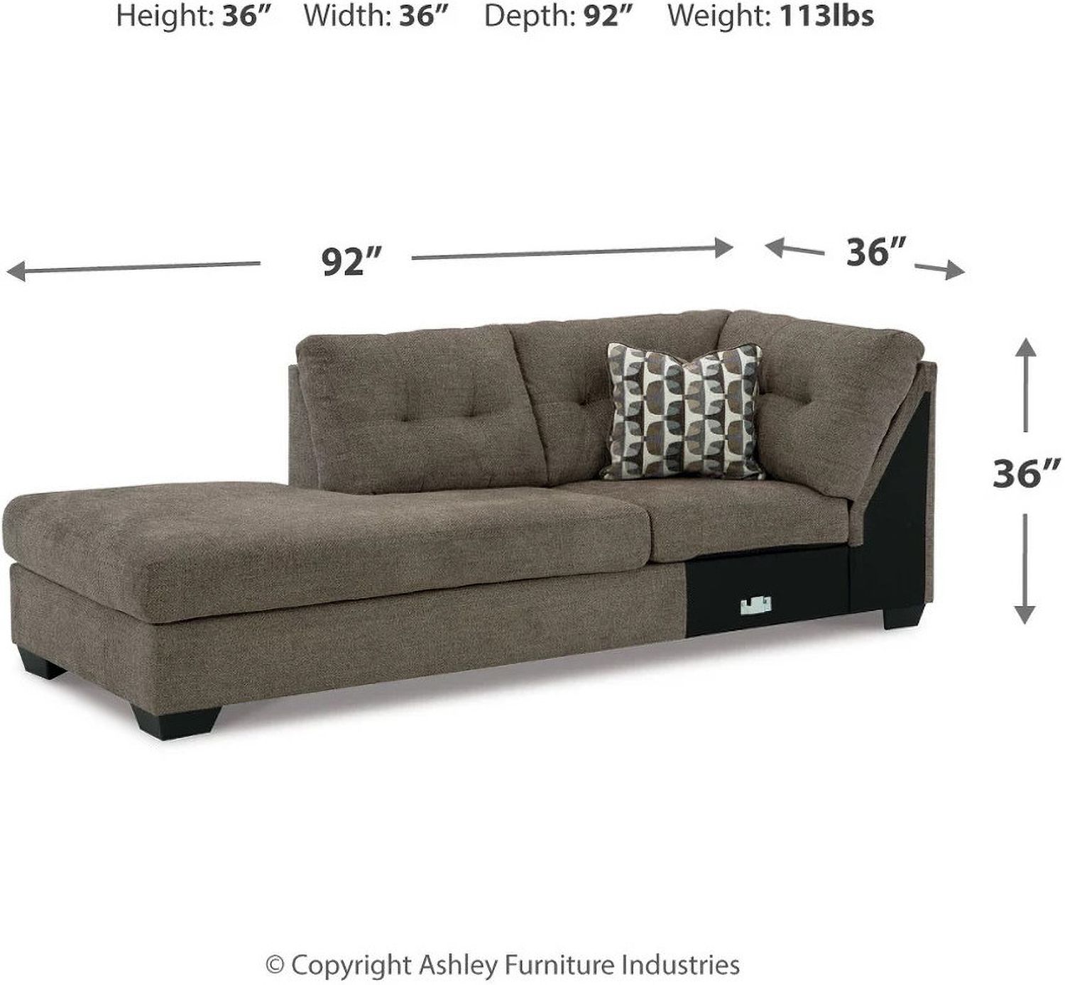 Mahoney 2-Piece LAF Sectional with Chaise In Chocolate 31005S1