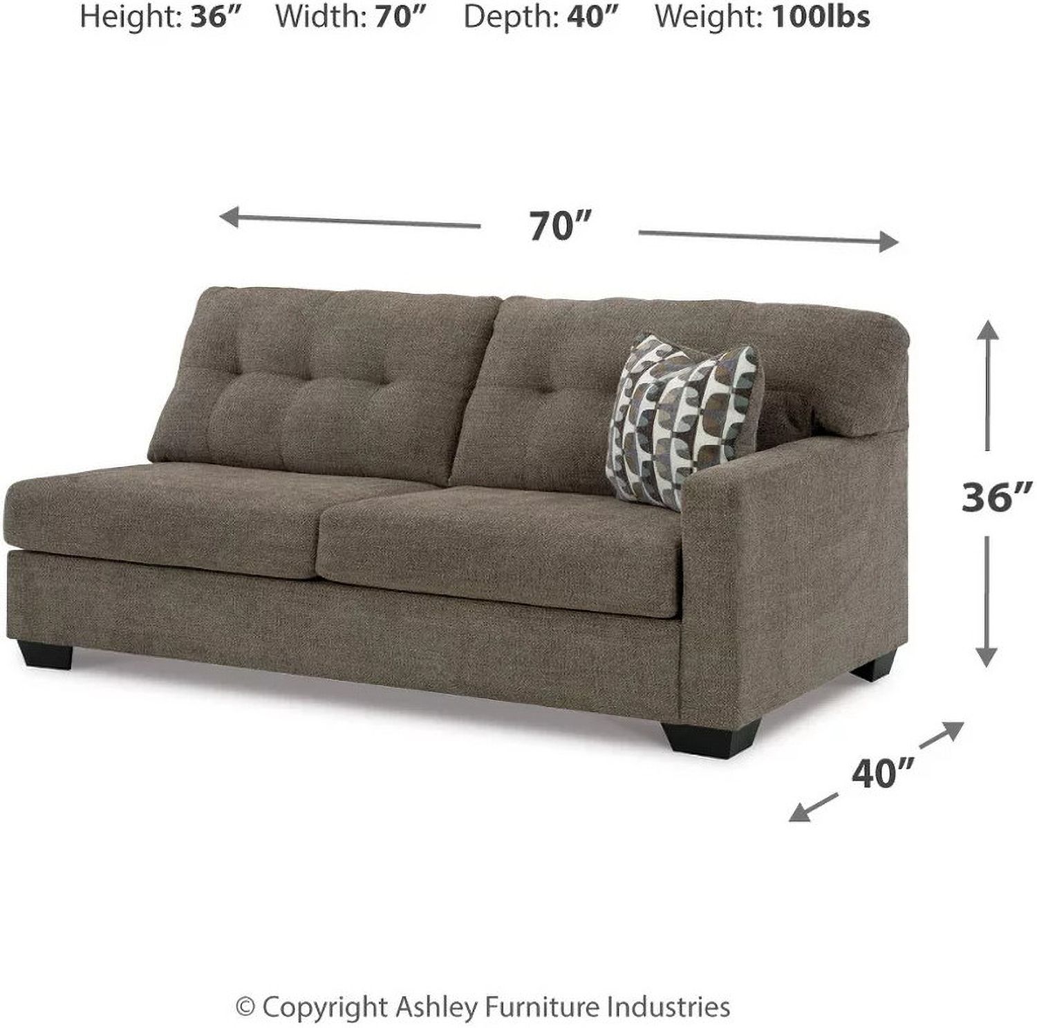 Mahoney 2-Piece LAF Sectional with Chaise In Chocolate 31005S1
