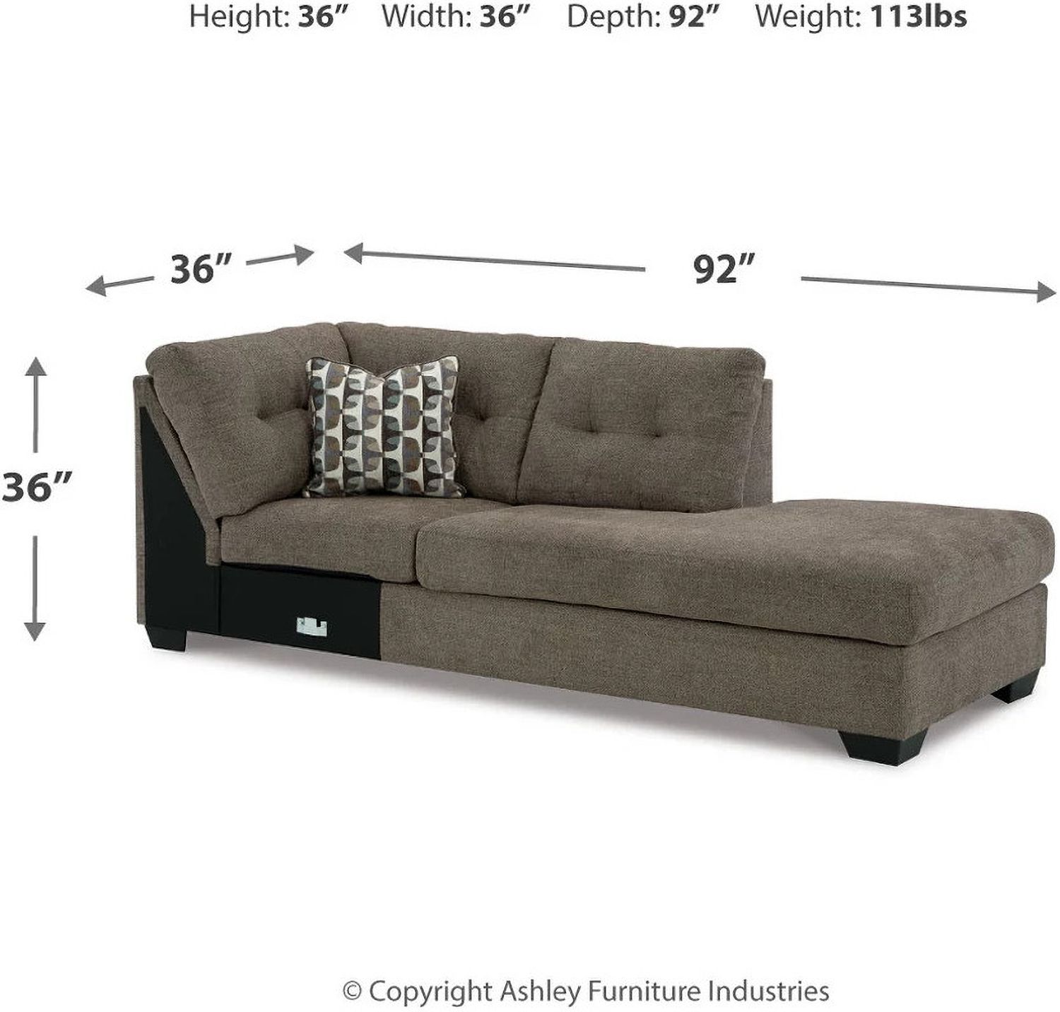 Mahoney 2-Piece RAF Sectional with Chaise In Chocolate 31005S2