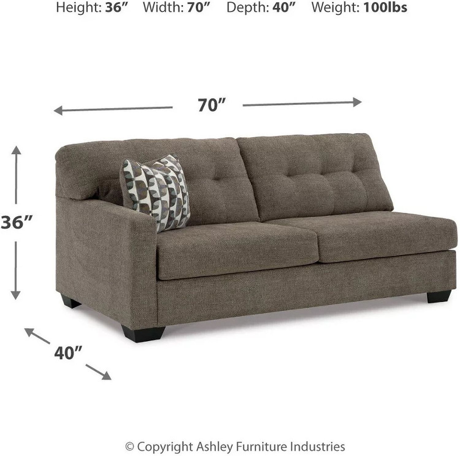Mahoney 2-Piece RAF Sectional with Chaise In Chocolate 31005S2