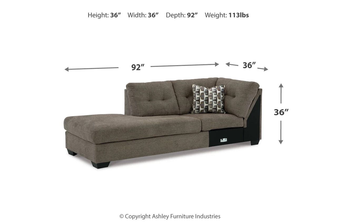 Mahoney 2-Piece LAF Sleeper Sectional with Chaise In Chocolate 31005S3