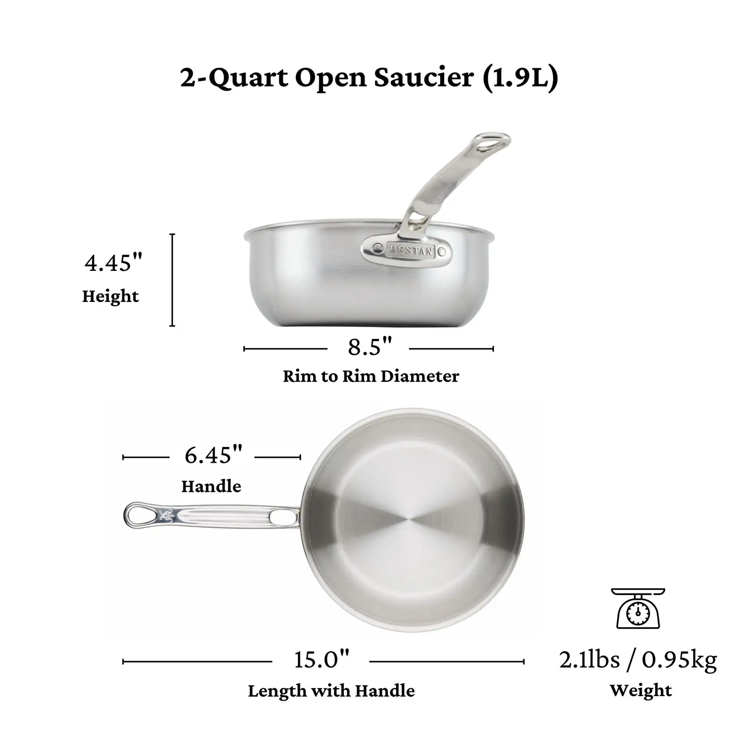 Commercial Clad Stainless Steel 2-Quart Saucier 31020