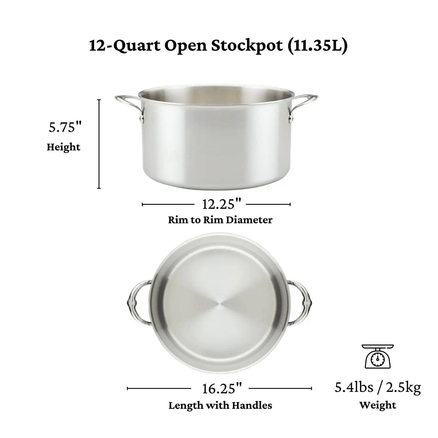 Commercial Clad Stainless Steel Stock Pots Medium (8-quart) 31022
