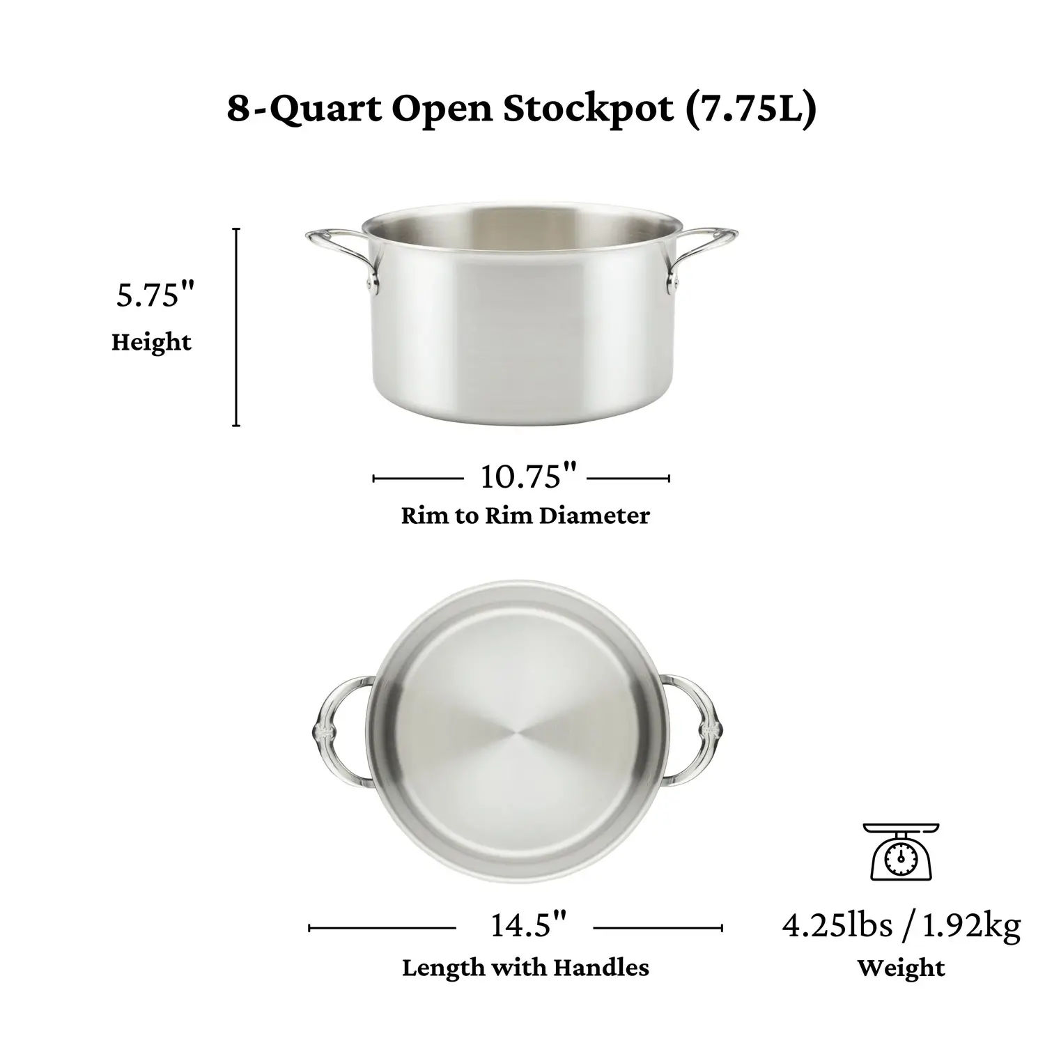 Commercial Clad Stainless Steel Stock Pots Medium (8-quart) 31022
