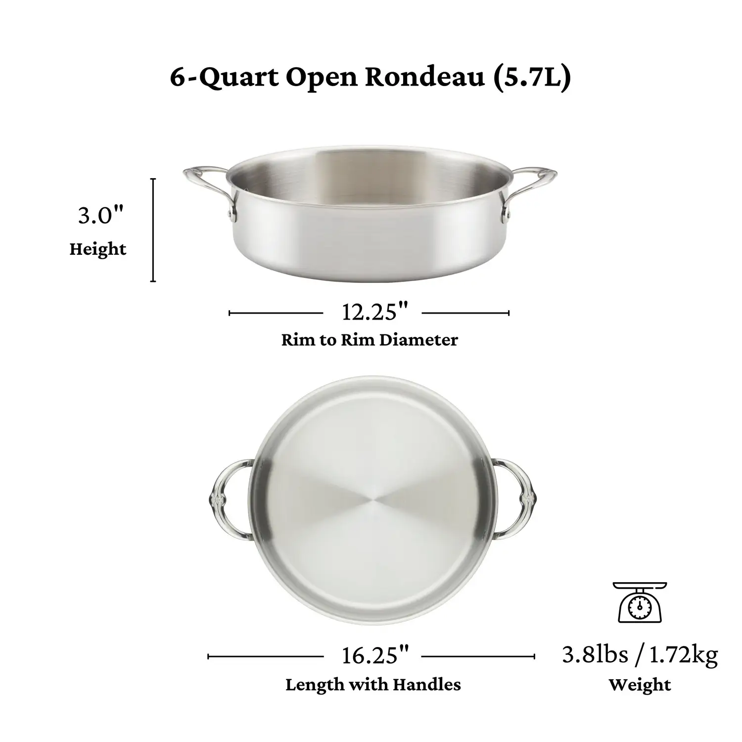Commercial Clad Stainless Steel Rondeaus Medium (6qt) 31025