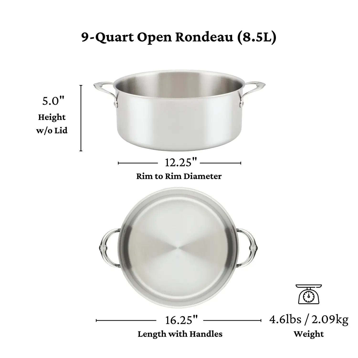Commercial Clad Stainless Steel Rondeaus Medium (6qt) 31025