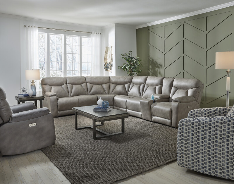 Conrad LAF Power Headrest Console Loveseat (2 Recliners) W/Wireless Charging & Next Level 31167PWCNL