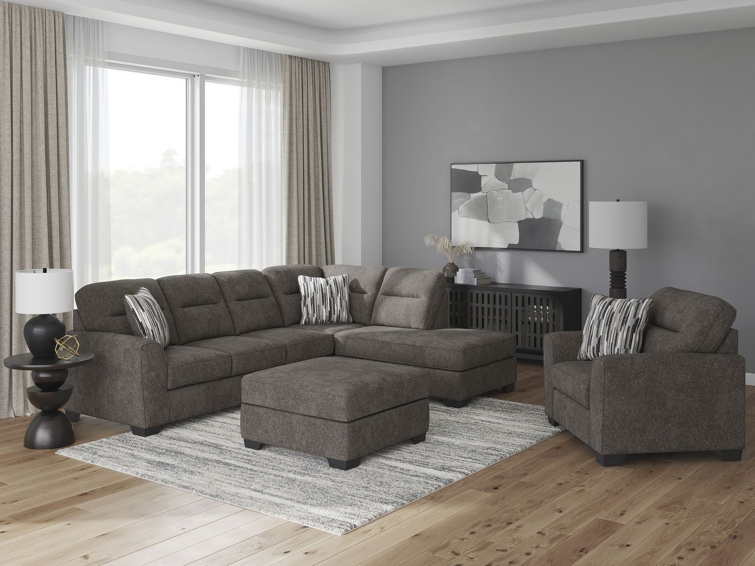 Olten Oversized Accent Ottoman In Graphite 3130508