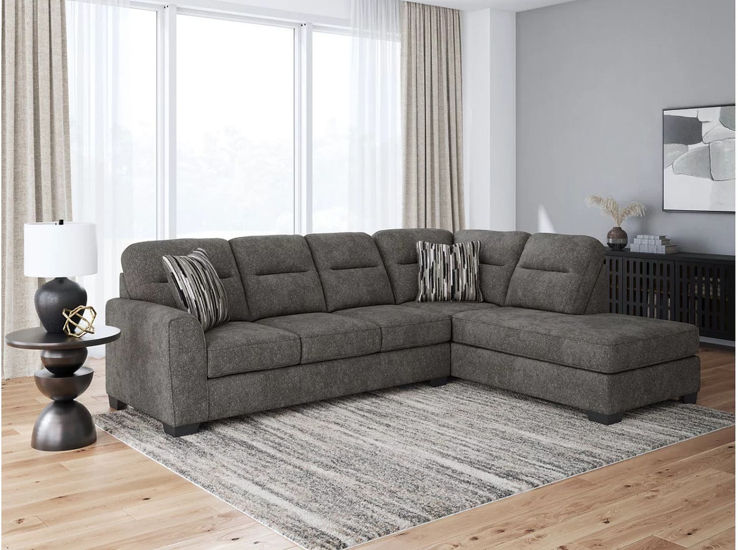 Olten 2-Piece RAF Sectional With Chaise In Graphite 31305S2