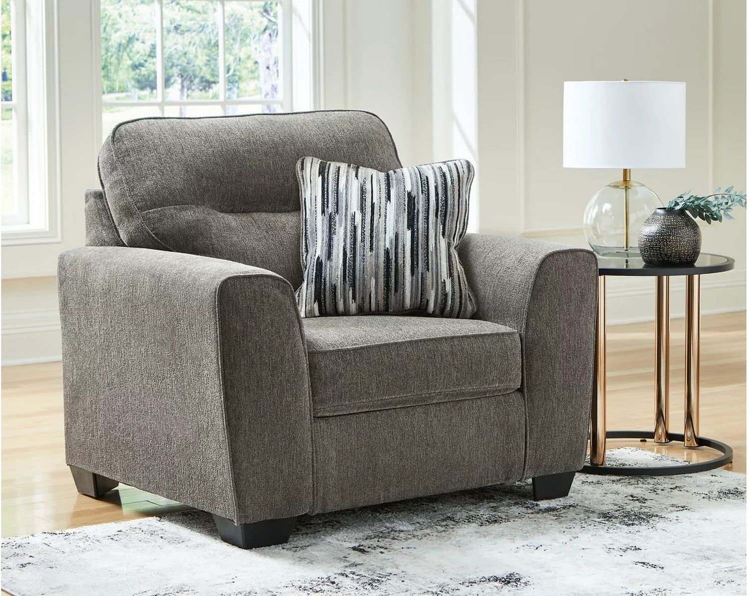 Olten Oversized Chair and Accent Ottoman In Graphite 31305U2