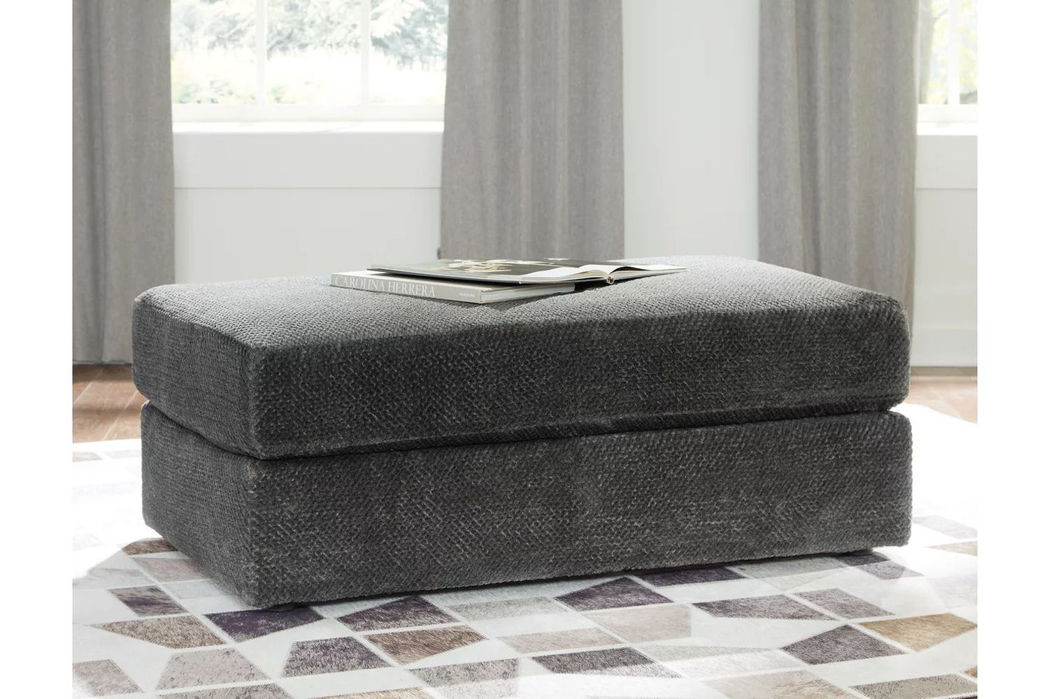 Karinne Oversized Accent Ottoman In Smoke 3140208