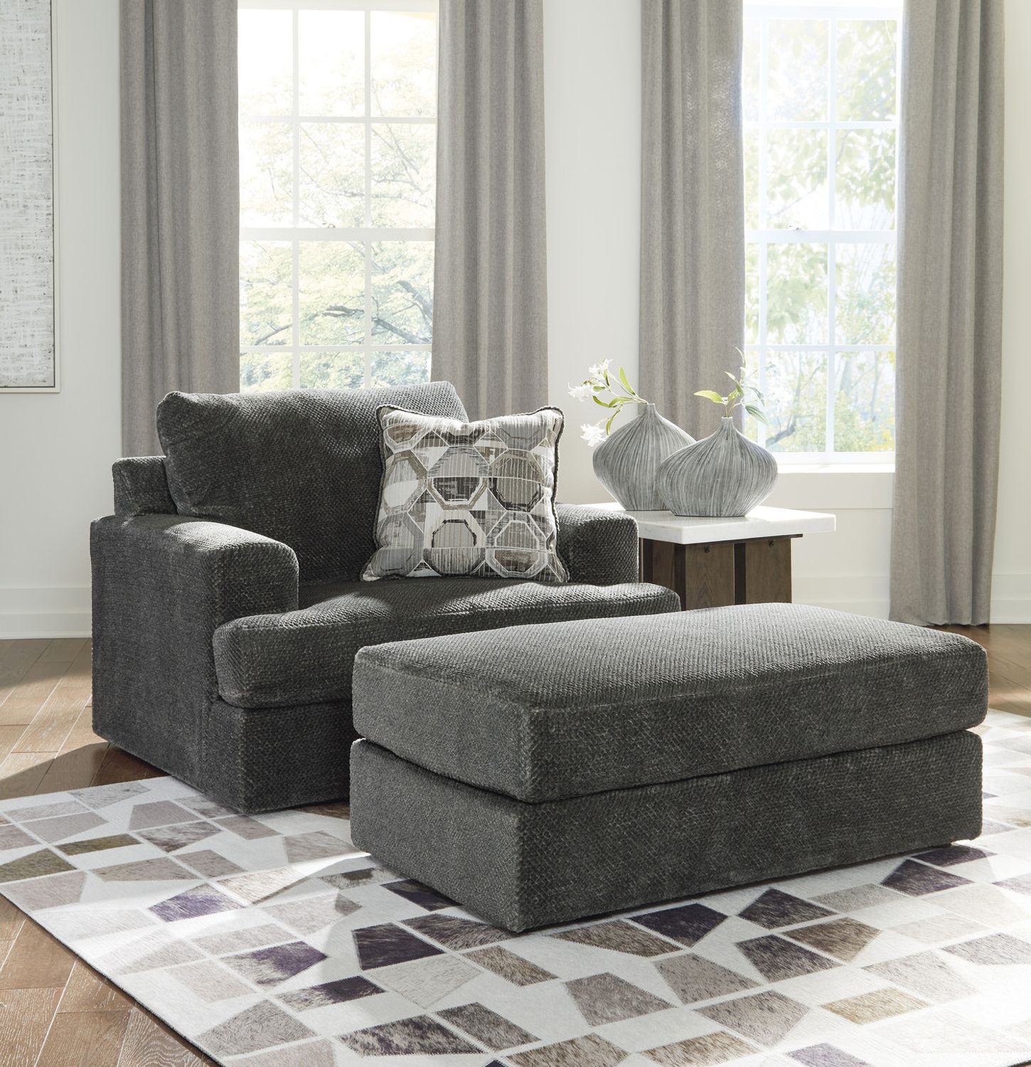 Karinne Oversized Accent Ottoman In Smoke 3140208