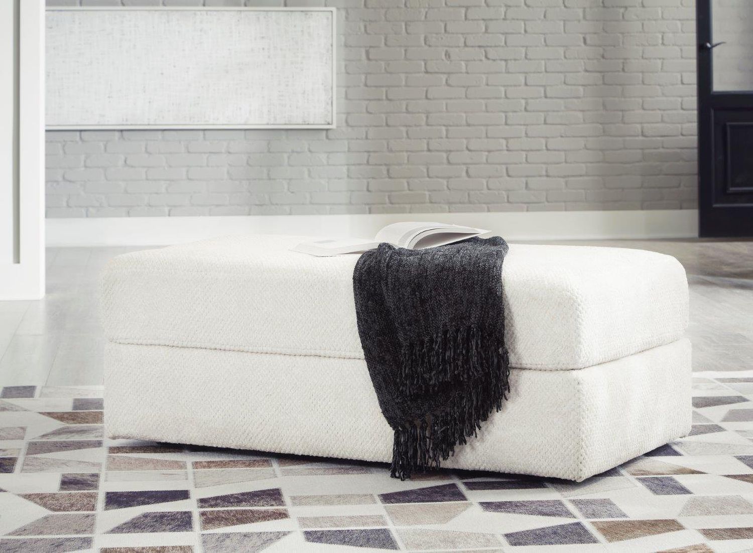Karinne Oversized Accent Ottoman In Linen 3140308