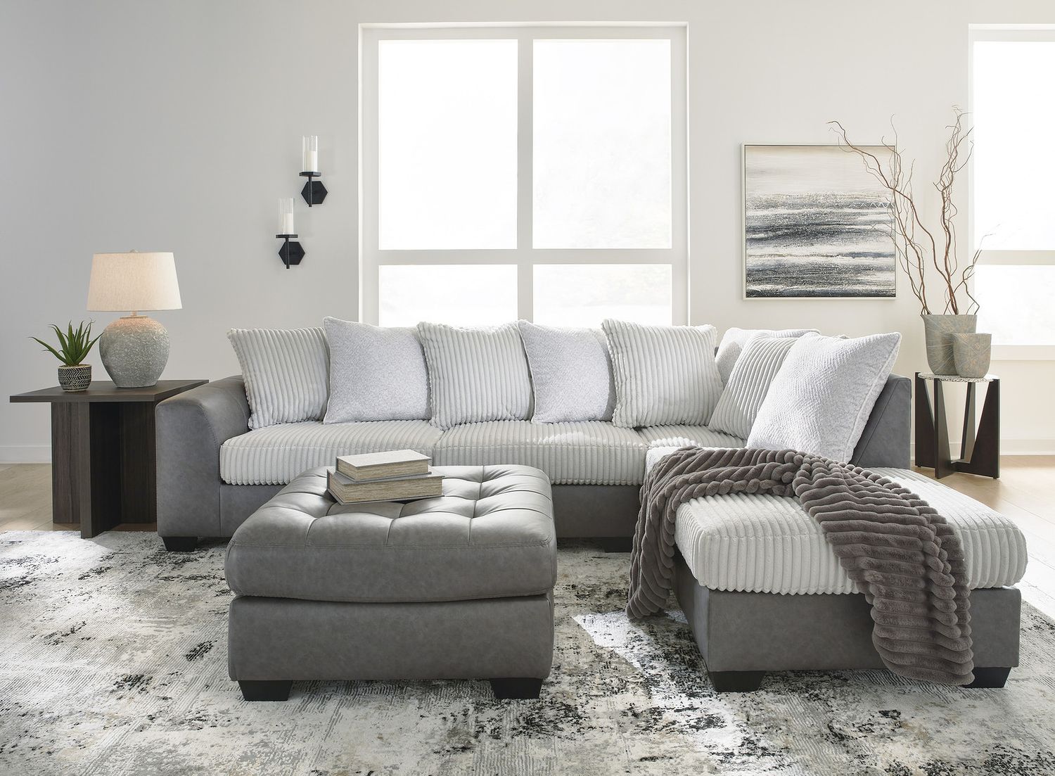 Clairette Court Oversized Accent Ottoman In Alloy 3150308