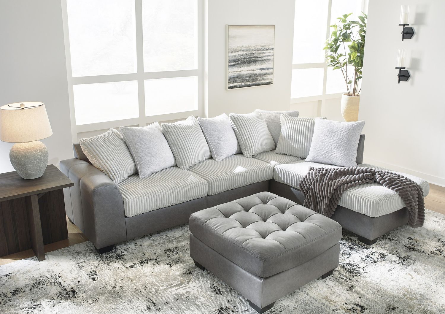 Clairette Court Oversized Accent Ottoman In Alloy 3150308