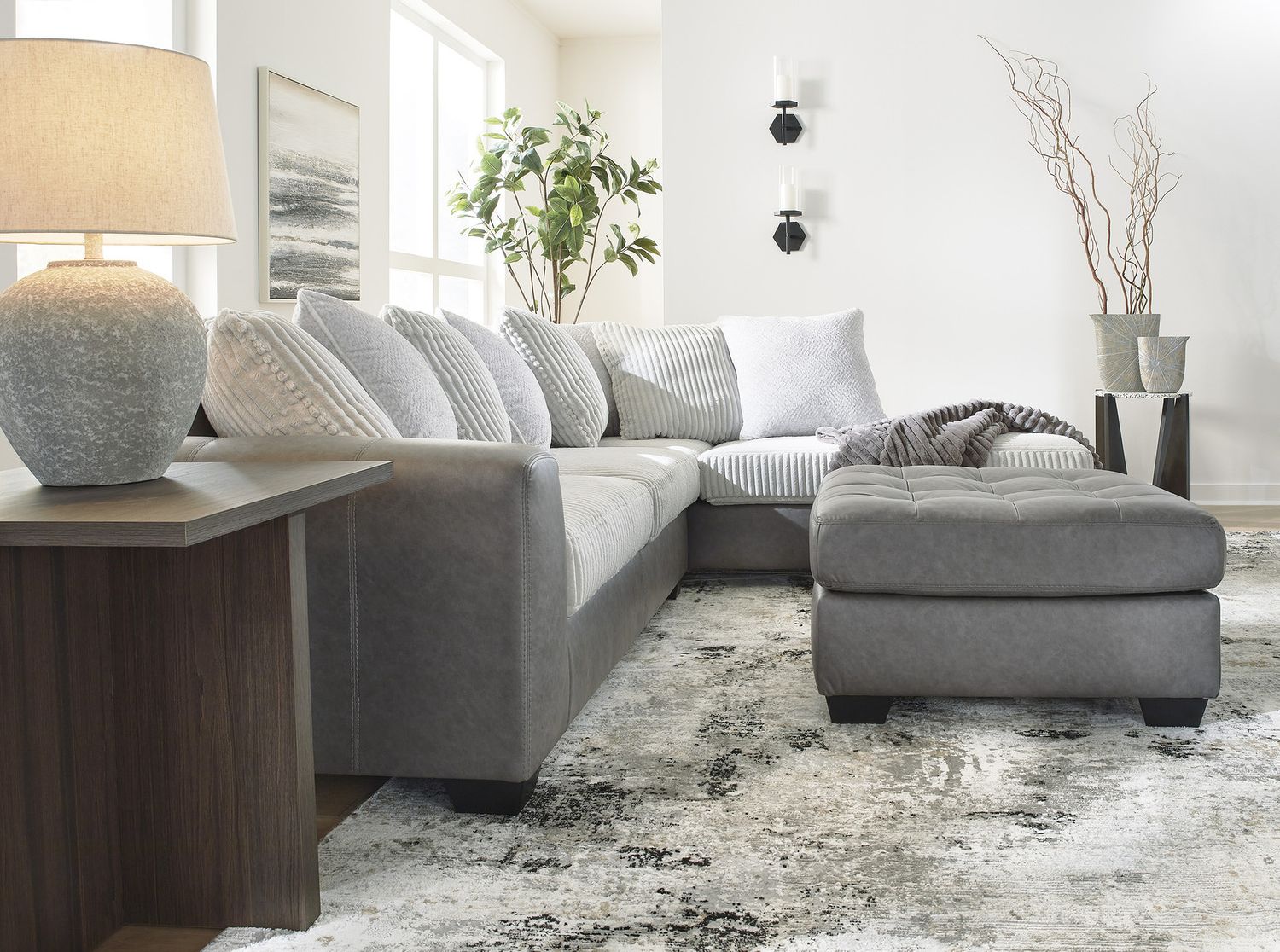 Clairette Court Oversized Accent Ottoman In Alloy 3150308