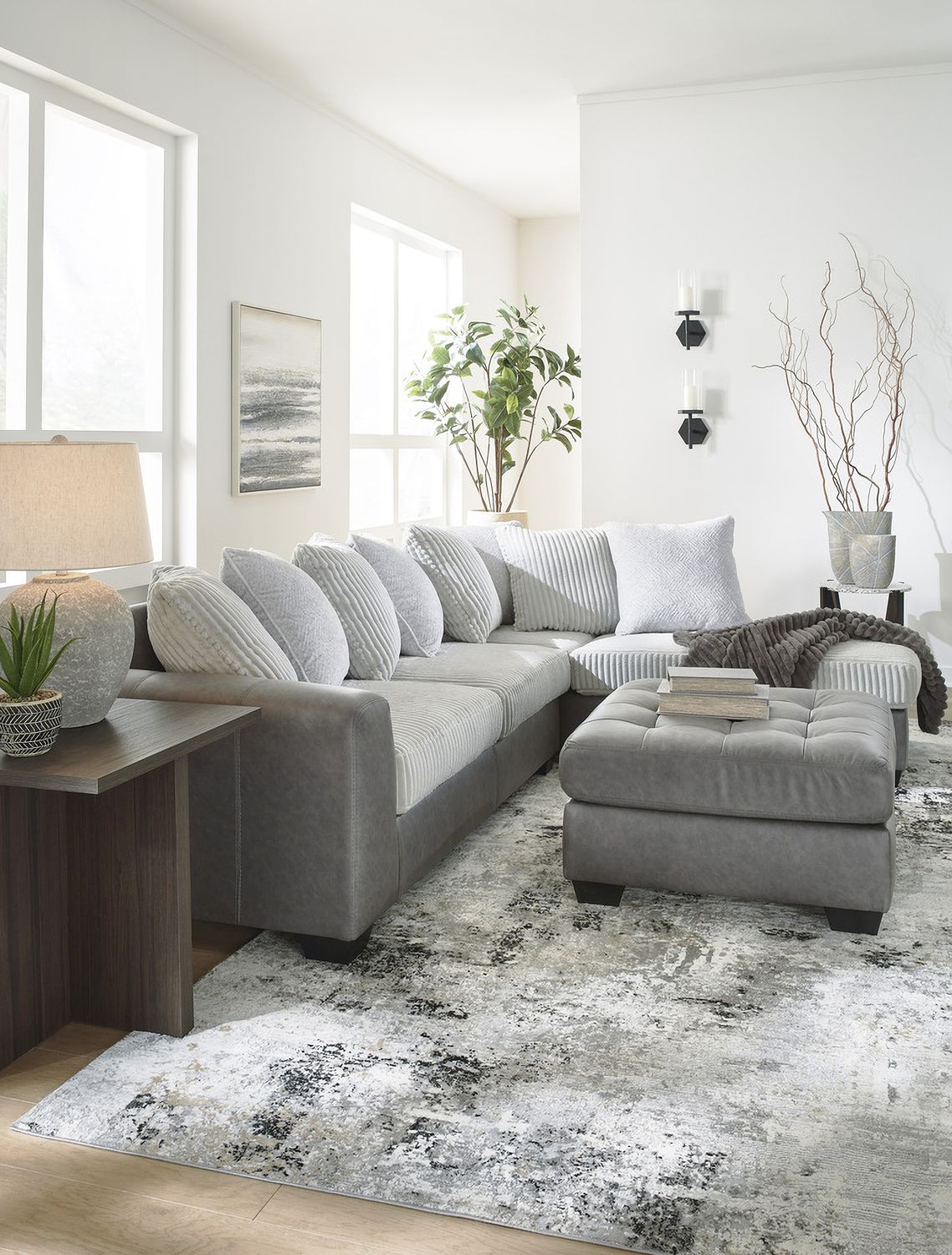 Clairette Court Oversized Accent Ottoman In Alloy 3150308