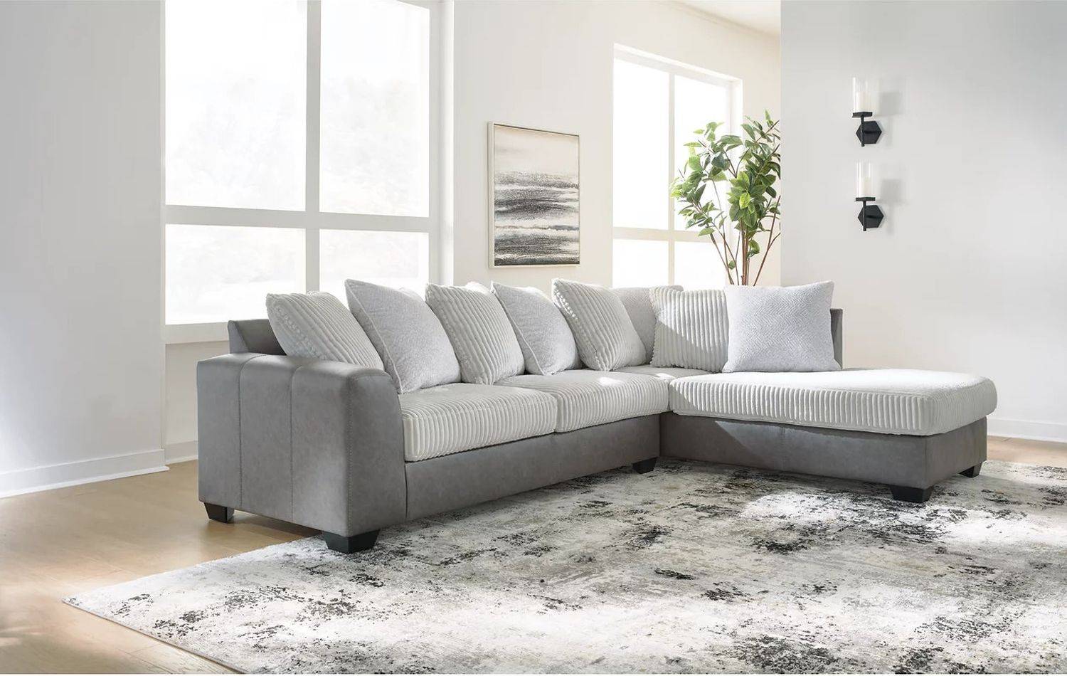 Clairette Court 2-Piece Sectional With RAF Chaise In Alloy 31503S2