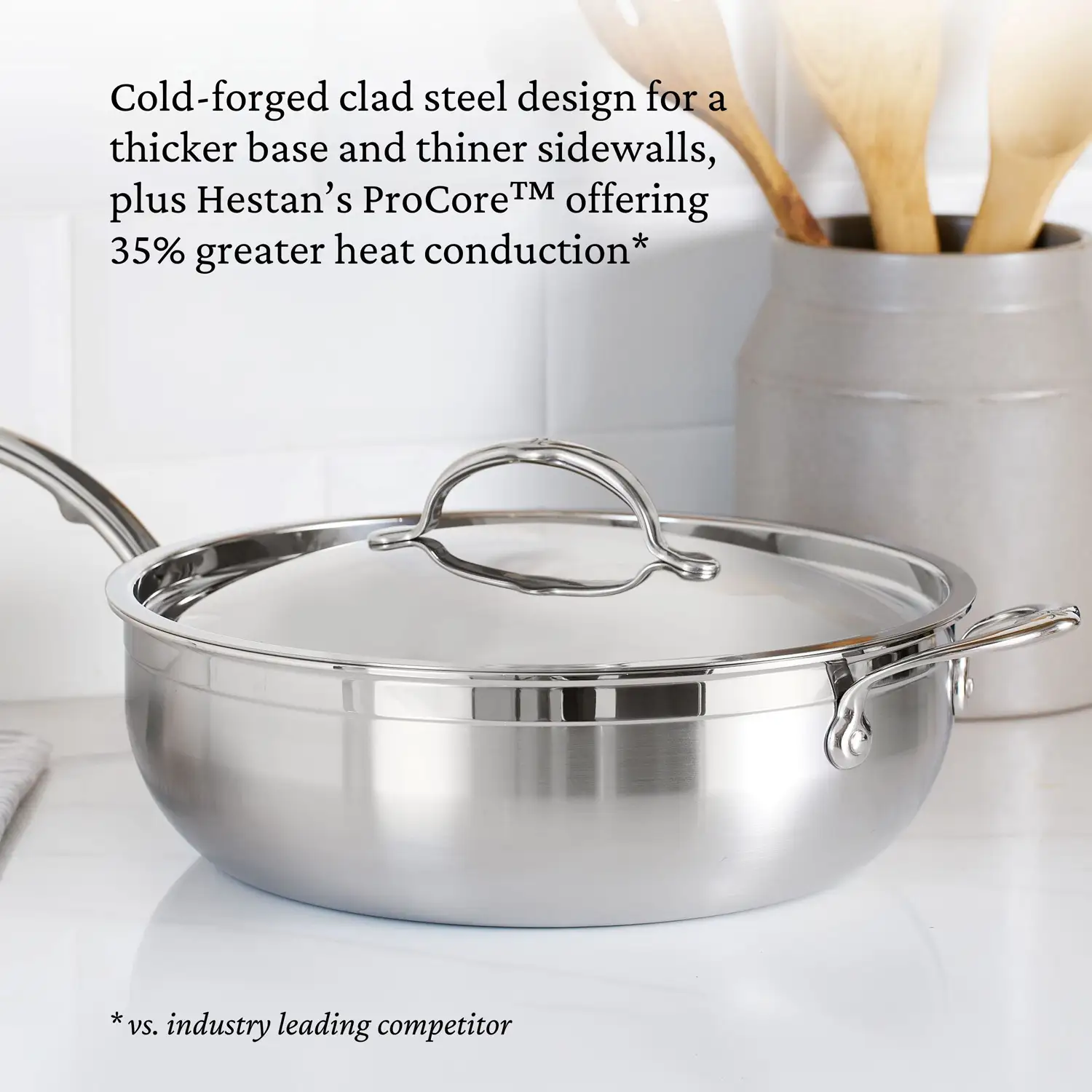 Brushed Clad Stainless Steel Essential Pans with Lid 3.5-Quart 31646
