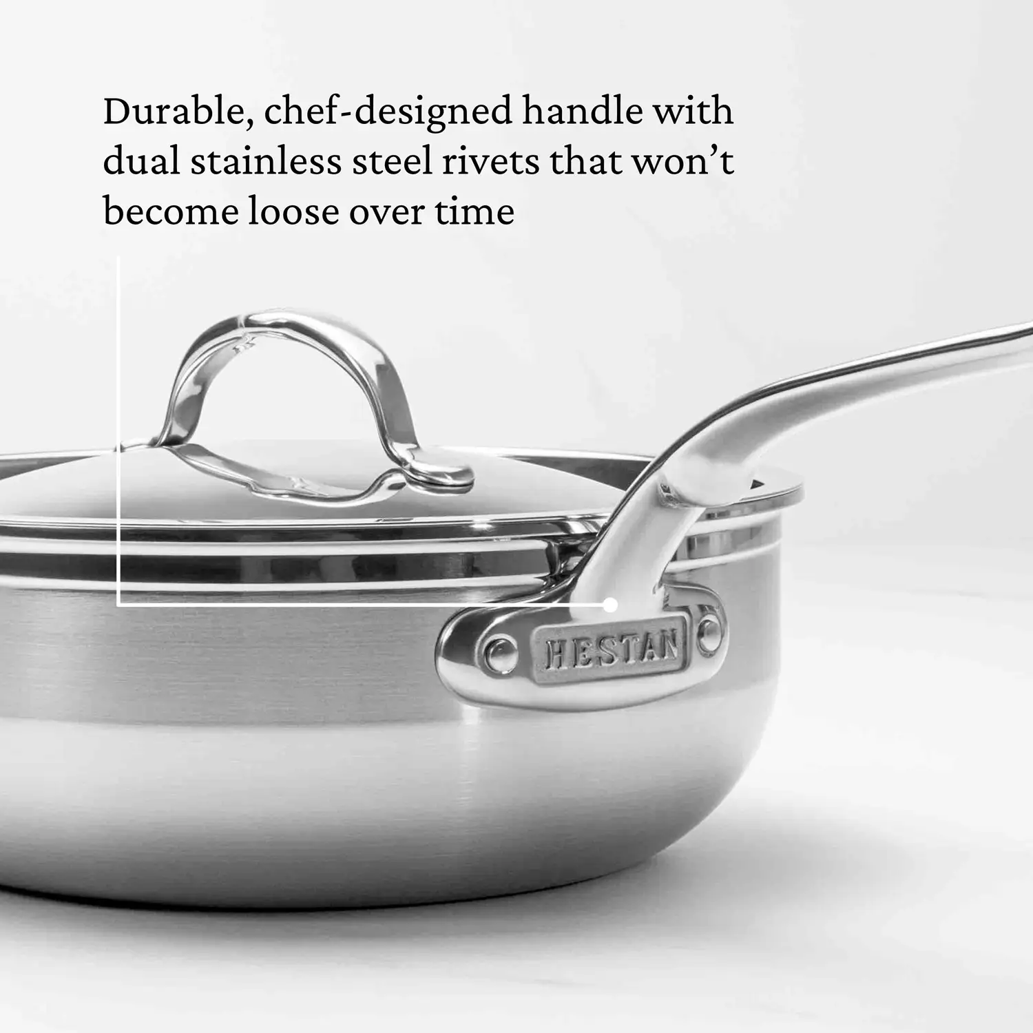 Brushed Clad Stainless Steel Essential Pans with Lid 3.5-Quart 31646