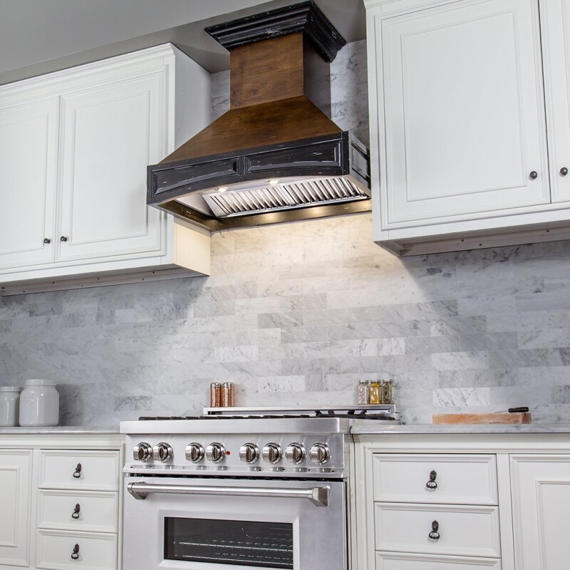 Wooden Wall Mount Range Hood - Includes Dual Remote Motor (321AR-RD) - 42 Inch / 700 321ARRD42
