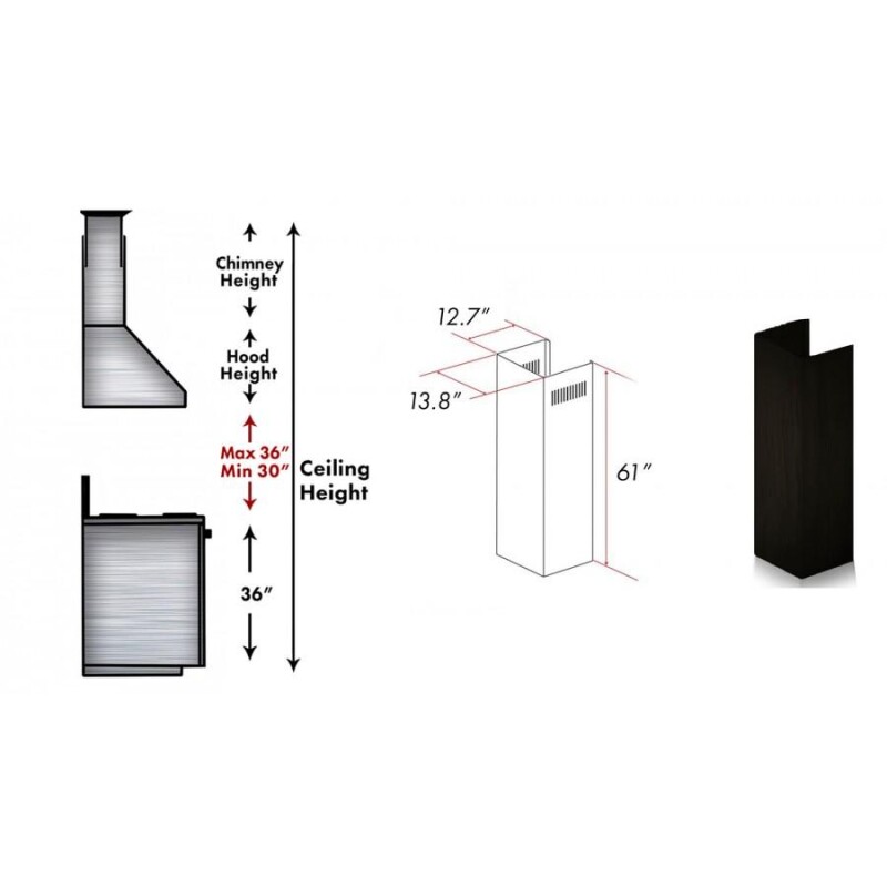 61" Wooden Chimney Extension for Ceilings up to 12.5 ft. 321CCE
