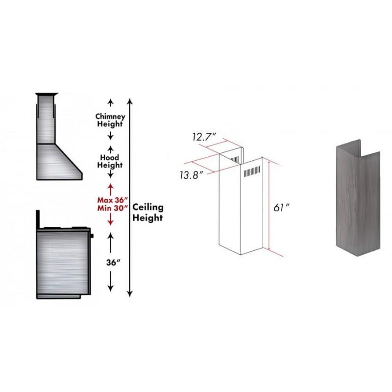 61" Wooden Chimney Extension for Ceilings up to 12.5 ft. 321GGE